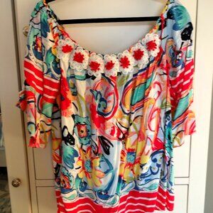 Melissa Paige Off the Shoulder Floral Top, Size XL